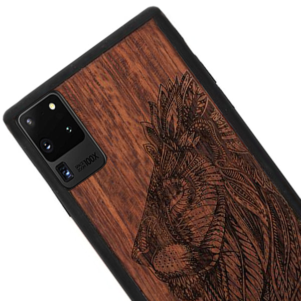 Lion Real Wood Case Samsung S20 Ultra