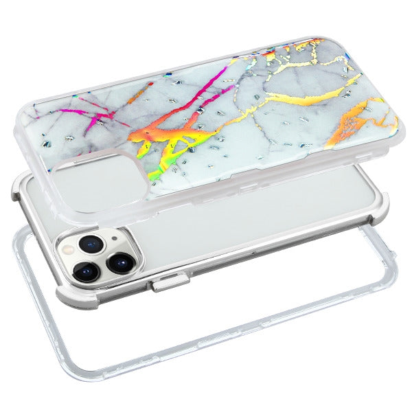 Heavy Duty Marble Silver Iphone 11 Pro - Bling Cases.com