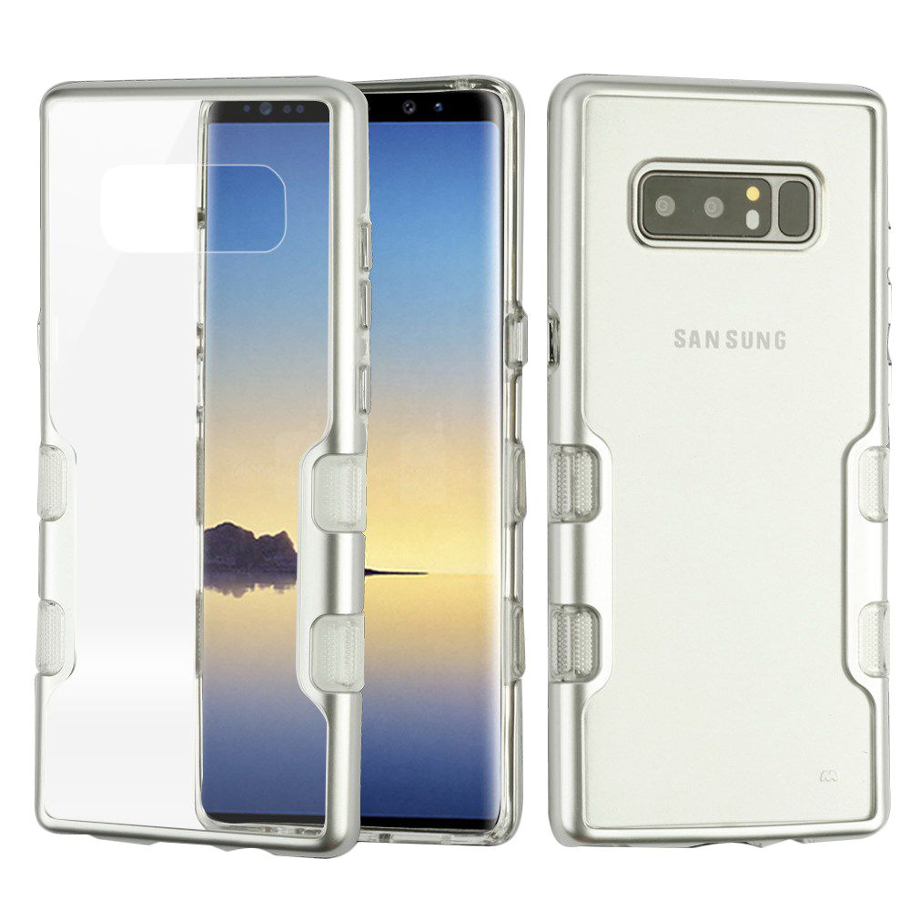 Hybrid Clear Silver Case Samsung Note 8 - Bling Cases.com