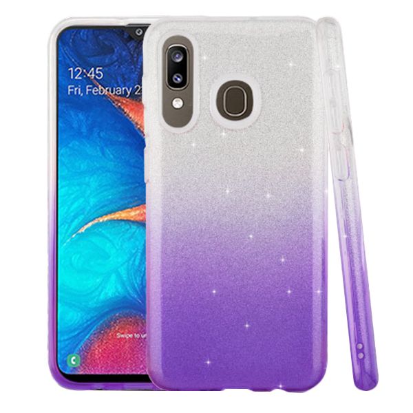 Glitter Purple Silver Case Samsung A20/50 - Bling Cases.com
