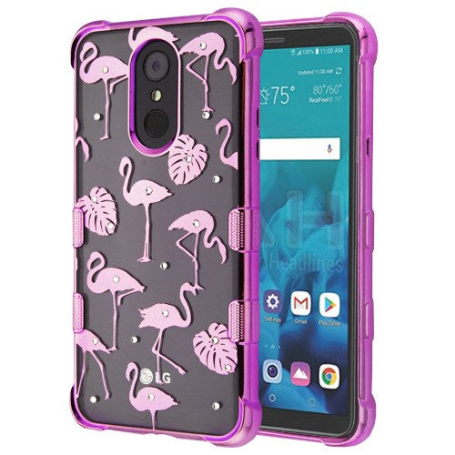 Flamingos Purple Clear Case Lg Stylo 4 - Bling Cases.com