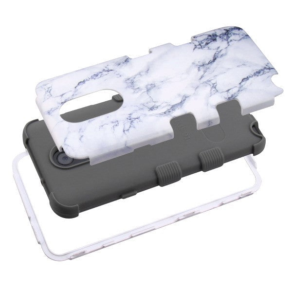 Marble Hybrid White Grey Case Lg Stylo 4 - Bling Cases.com