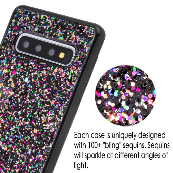 Bling Sequin Black Case Samsung S10 - Bling Cases.com