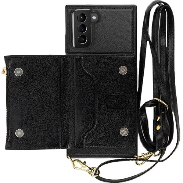 Crossbody Card Case Wallet Black Samsung S22