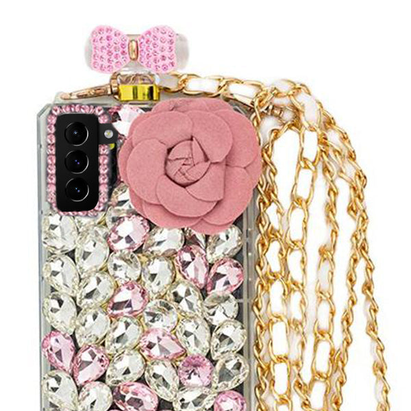 Handmade Bling Pink Flower  Bottle Case Samsung S21