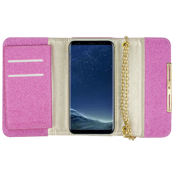 Glitter Detachable Purse Hot Pink S9 Plus