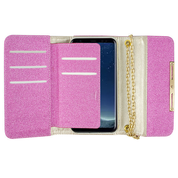 Glitter Detachable Purse Hot Pink Samsung S8