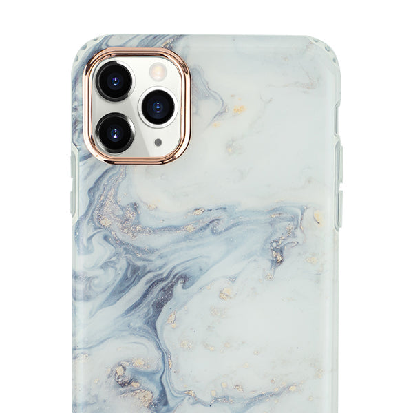Marble Light Blue Swirl Rose Gold Trim Case Iphone 11 Pro