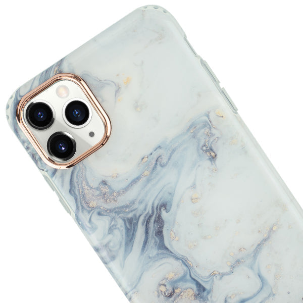 Marble Light Blue Swirl Rose Gold Trim Case Iphone 13 Pro