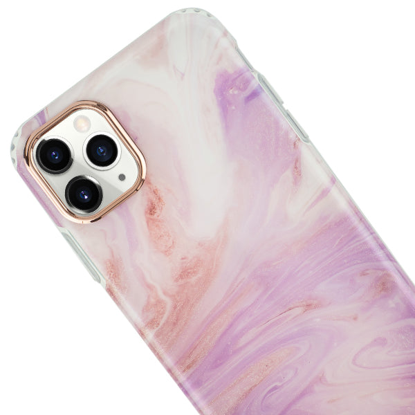 Marble Light Pink Swirl Rose Gold Trim Case Iphone 11 Pro