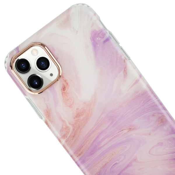 Marble Light Pink Swirl Rose Gold Trim Case Iphone 13 Pro