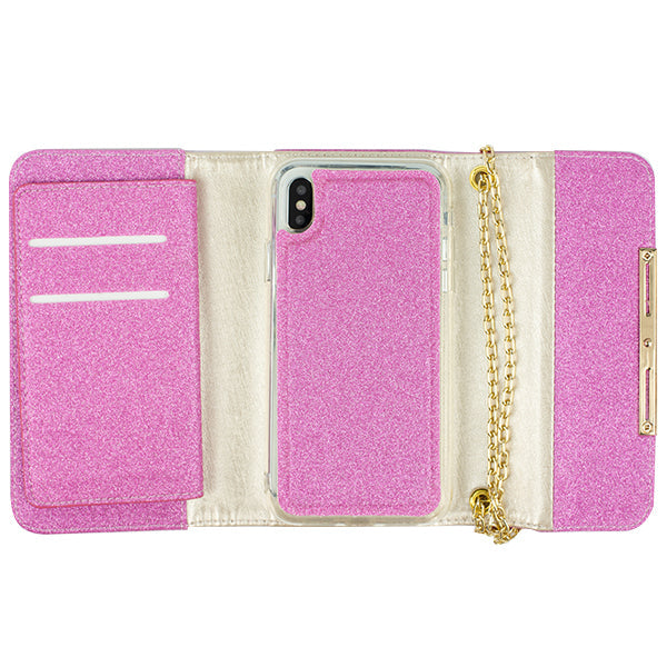 Glitter Detachable Purse Hot Pink Iphone 10/X/XS