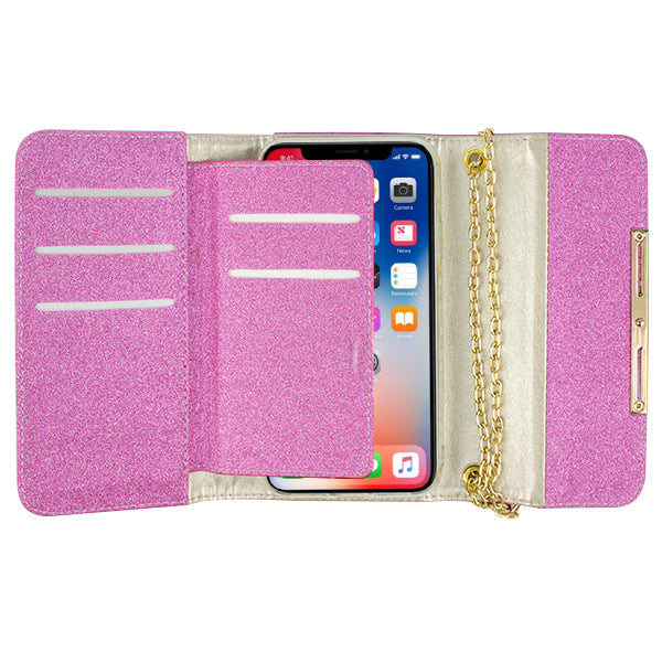 Glitter Detachable Purse Hot Pink Iphone 10/X/XS
