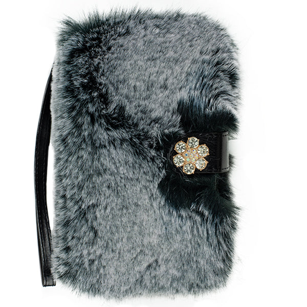Fur Grey Wallet Detachable S8 Plus