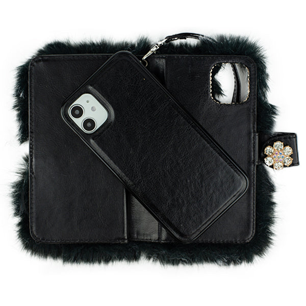 Fur Black Detachable Wallet Iphone 11
