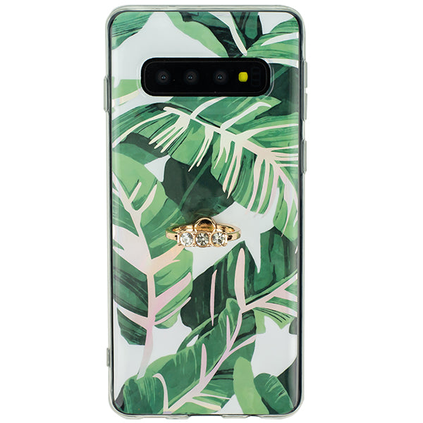 Green Leaves Ring Holder Case Samsung S10 Plus