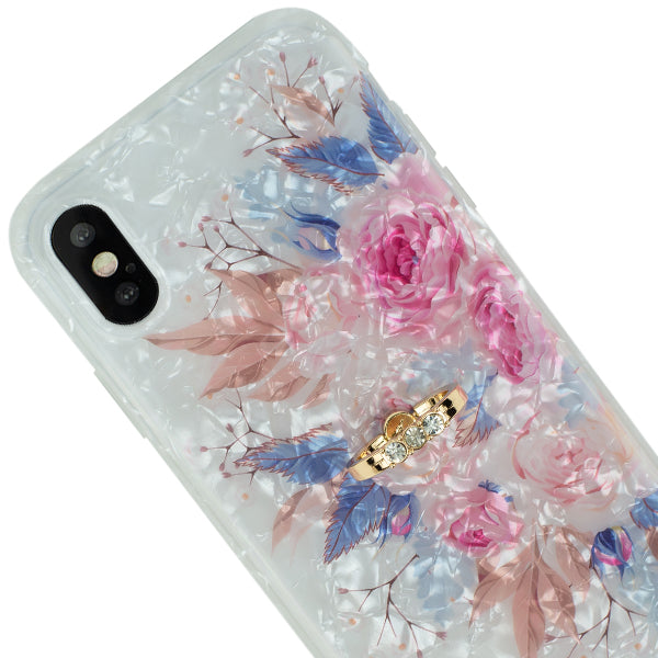 Flowers Pink Blue Ring Skin Iphone 10