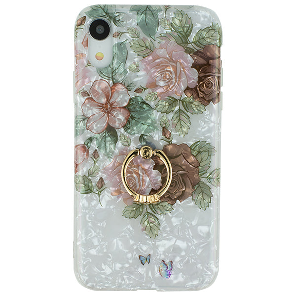 Flowers Pink Green Ring Skin Iphone XR