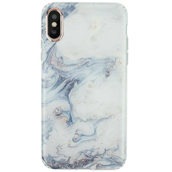 Marble Light Blue Swirl Rose Gold Trim Case Iphone 10/X/XS