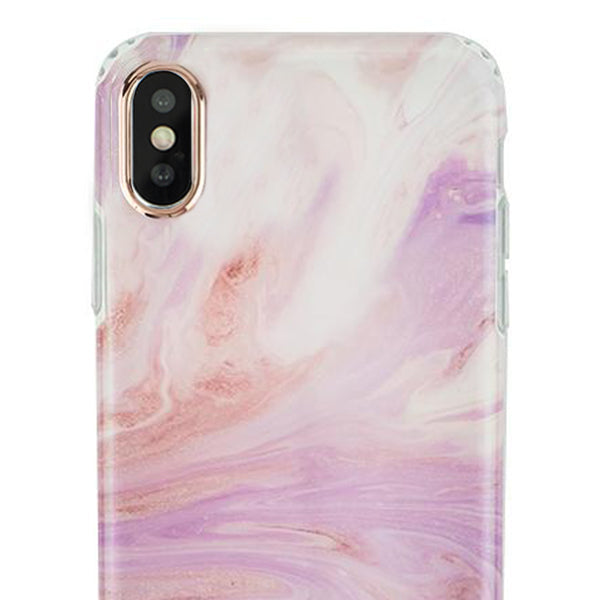 Marble Light Pink Swirl Rose Gold Trim Case Iphone XS MAX