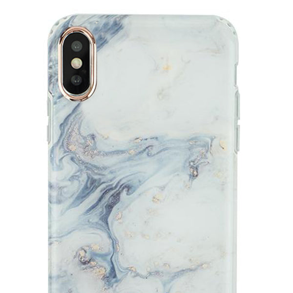 Marble Light Blue Swirl Rose Gold Trim Case Iphone XS MAX