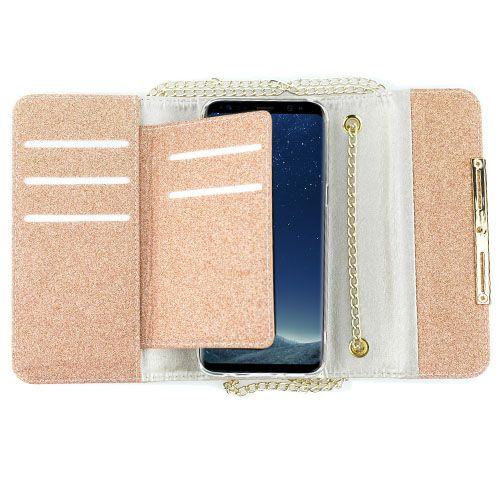 Glitter Detachable Purse Rose Gold Samsung S8 Plus - Bling Cases.com