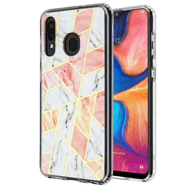 Marble Pink White Case Samsung A20/A50 - Bling Cases.com