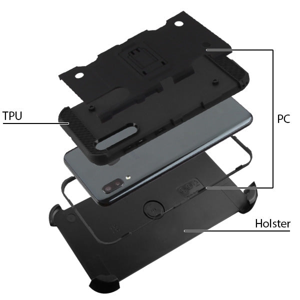 Military Grade Holster Black Case Samsung A20 - Bling Cases.com