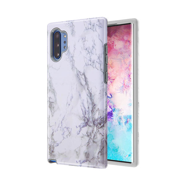 Marble Hybrid White Grey Case Note 10 Plus - Bling Cases.com