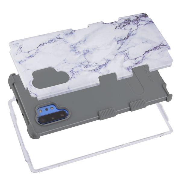Hybrid Military Grade Marble White Note 10 Plus - Bling Cases.com