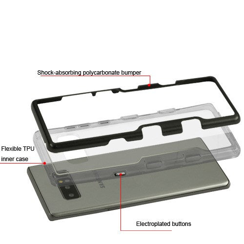 Hybrid Clear Black Case Samsung Note 8 - Bling Cases.com