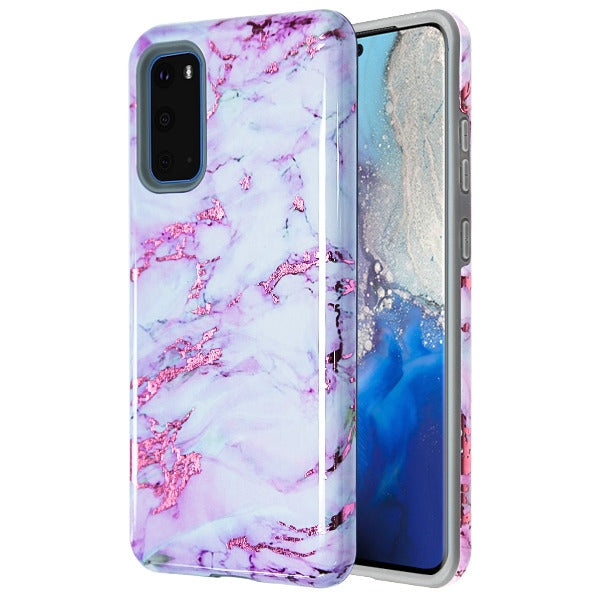 Hybrid Marble Purple White  Samsung S20 - Bling Cases.com