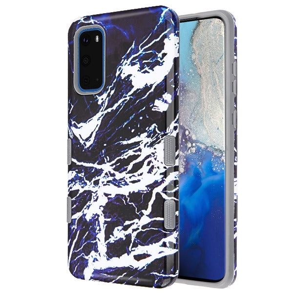 Hybrid Marble Blue Black Samsung S20 - Bling Cases.com