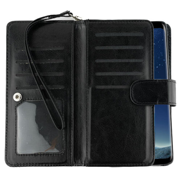 Handmade Bling Black Wallet Detachable S8 Plus