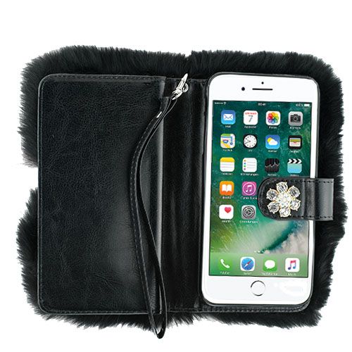 Fur Black Detachable Wallet Iphone 7/8 Plus - Bling Cases.com