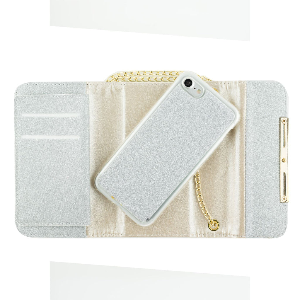 Glitter Detachable Purse Silver Iphone SE 2020 - Bling Cases.com