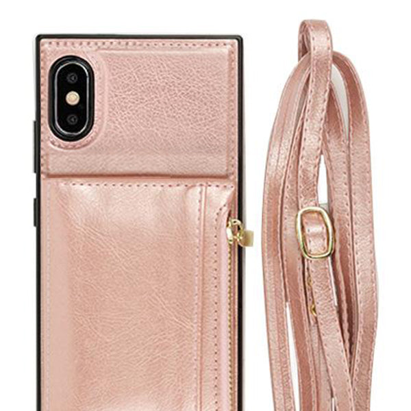 Crossbody Card Holder Rose Gold Case Iphone 10