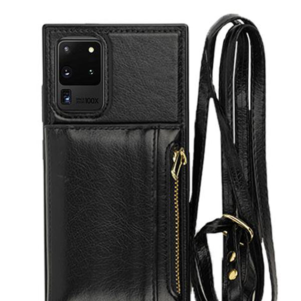 Crossbody Card Case Wallet Black Samsung S20 Ultra