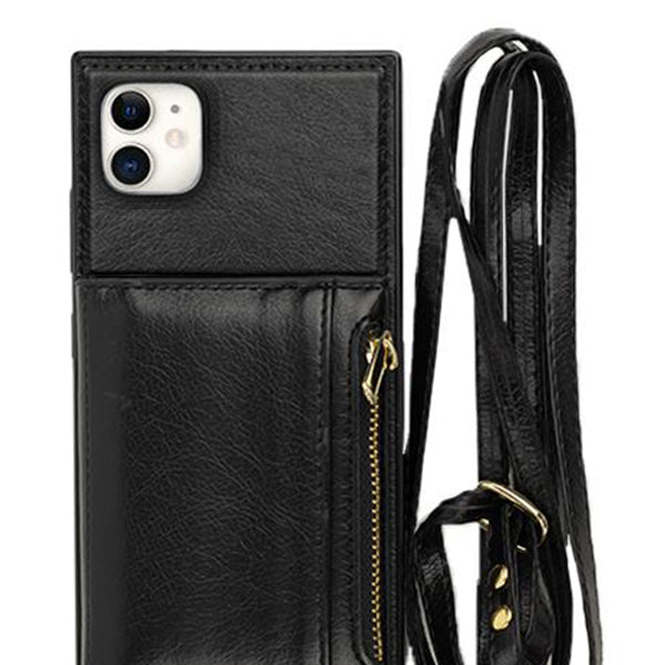 Crossbody Card Holder Case Black Iphone 12 Mini