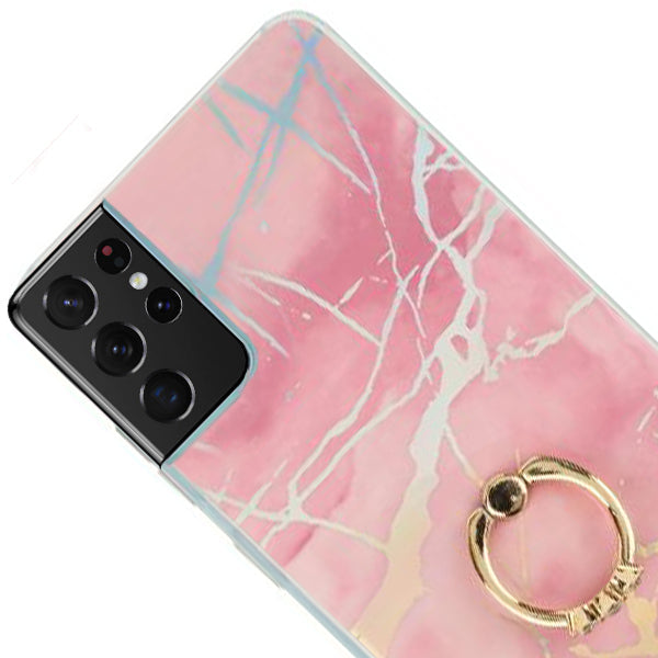 Marble Pink Ring Case Samsung S21 Ultra