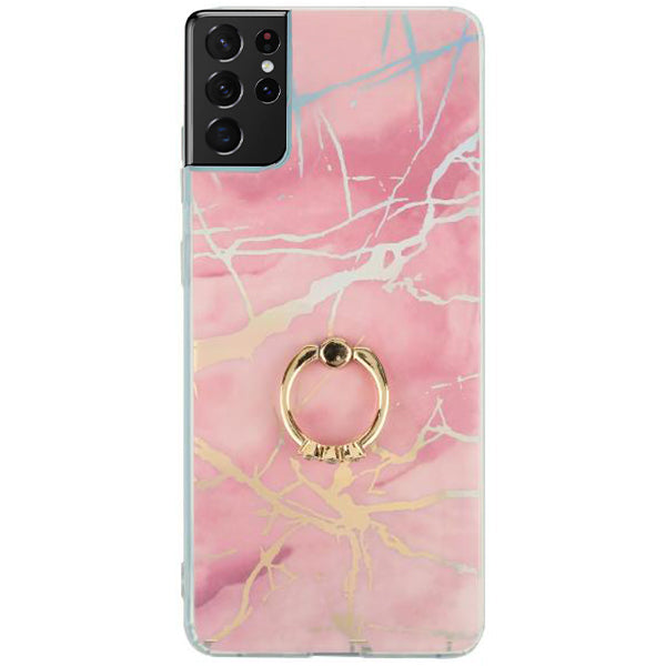 Marble Pink Ring Case Samsung S21 Ultra