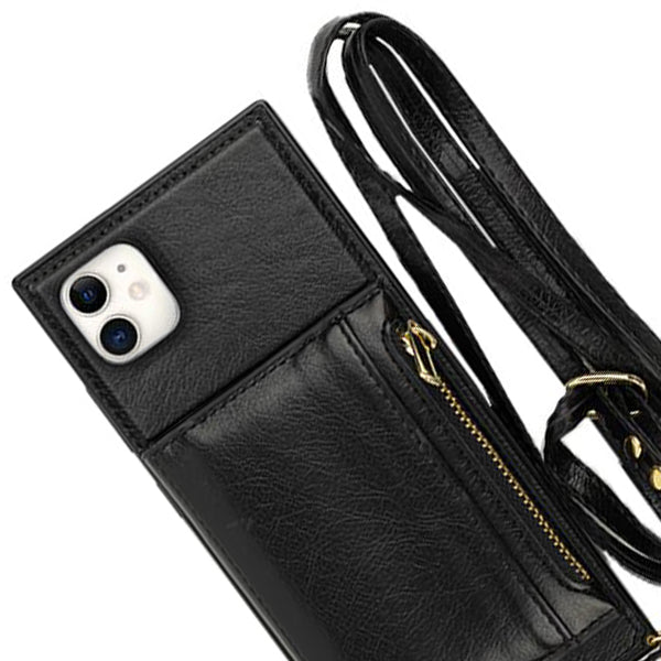 Crossbody Card Holder Case Black Iphone 12 Mini