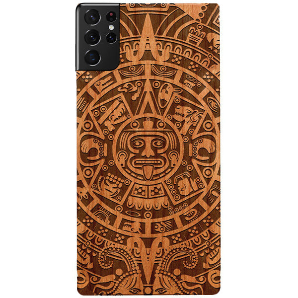 Mayan Calendar Aztec Wood Case Samsung S21 Ultra