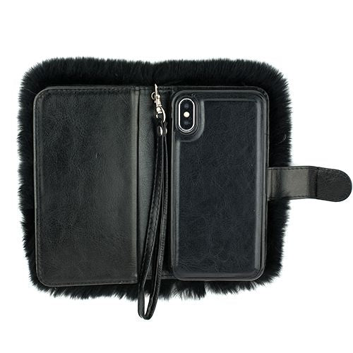 Fur Black Detachable Wallet Iphone 10/X/XS - Bling Cases.com