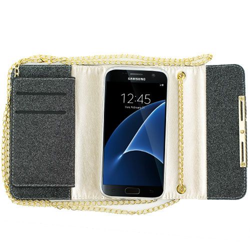 Detachable Purse Black Samsung S7 Edge - Bling Cases.com