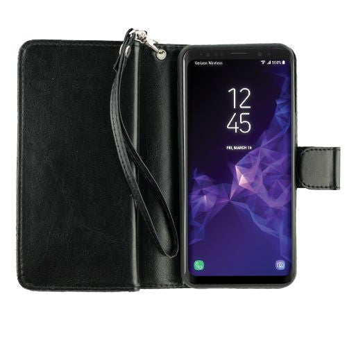 Detachable Black Wallet Detachable Samsung S9