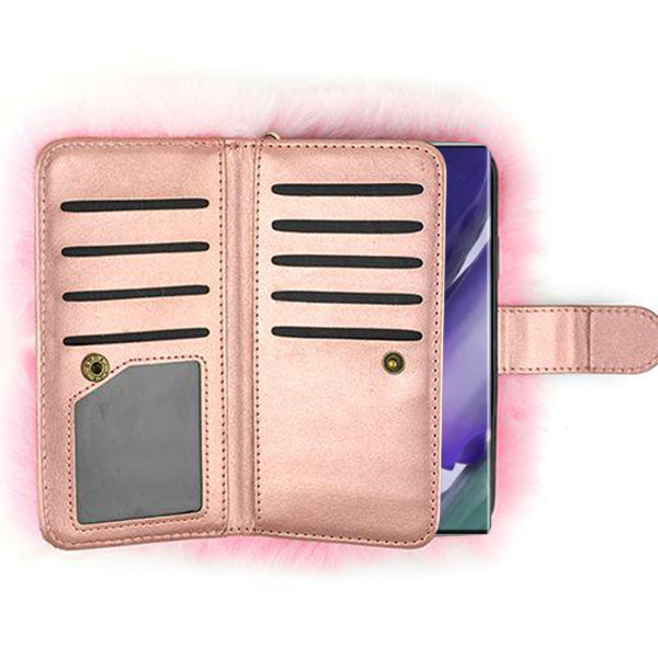 Fur Detachable Wallet Light Pink Samsung  Note 20 Ultra