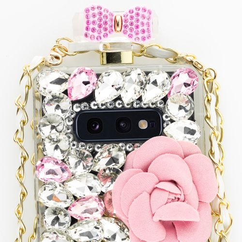 Handmade Pink Flower Bottle Case Samsung S10E - Bling Cases.com