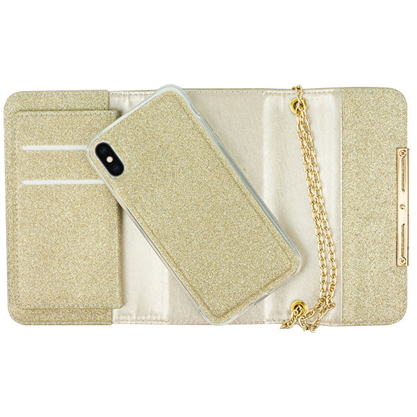 Glitter Detachable Purse Gold Iphone XS MAX
