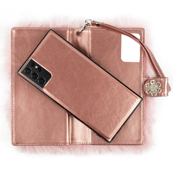 Fur Light Pink Wallet Detachable Samsung S21 Ultra